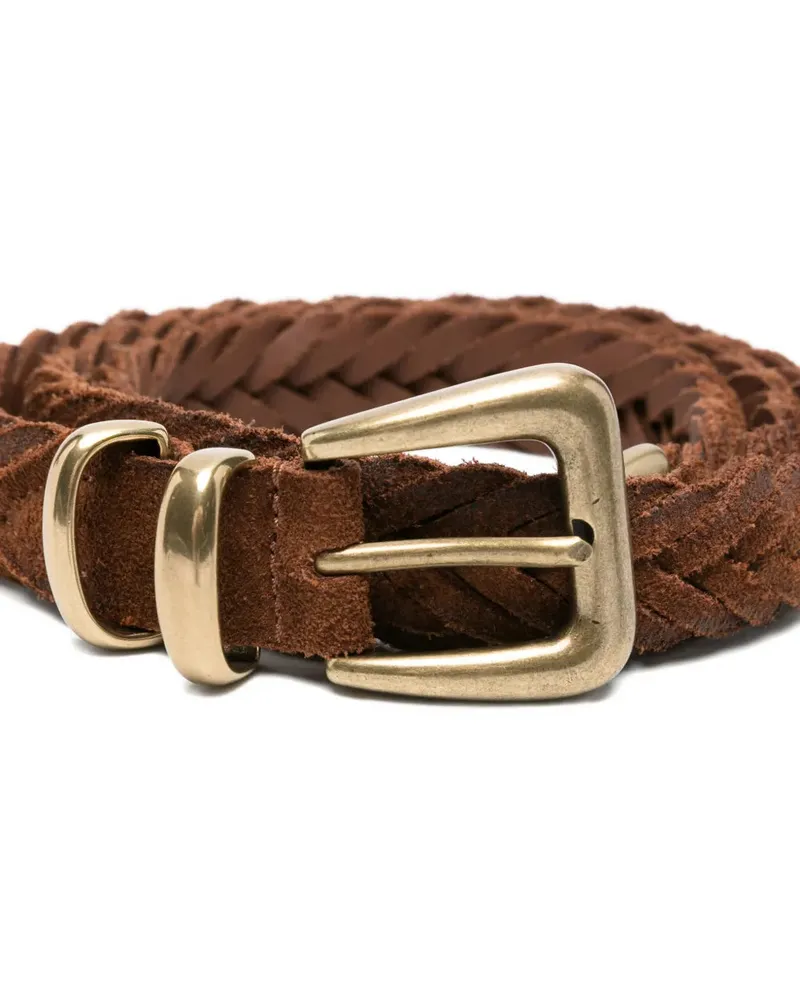 Eleventy Men's Braided Suede Belt Aw26 M Brown