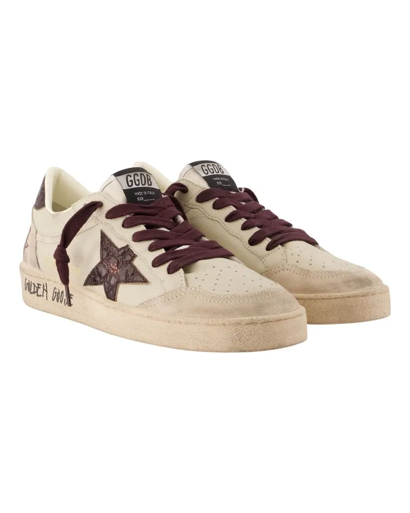 Golden Goose Women's Ball Star Sneakers -  Leather Beige Calfskin Shoes Beige