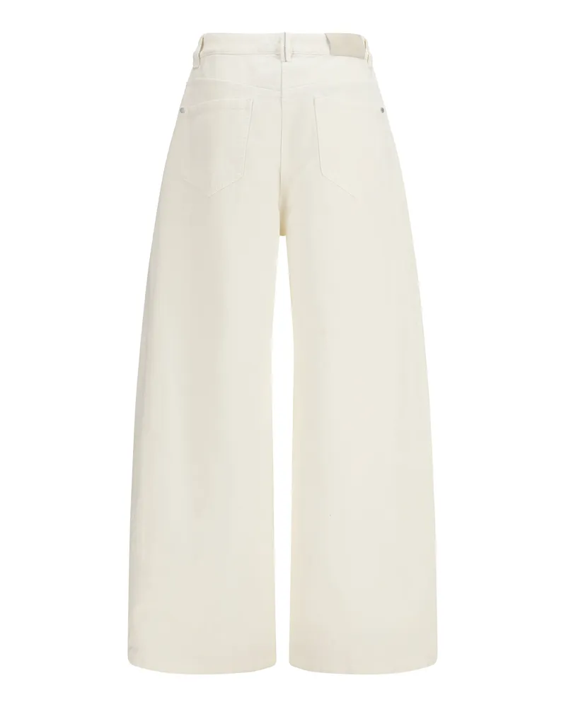 Brunello Cucinelli Wide-Leg Cotton Trousers — White White