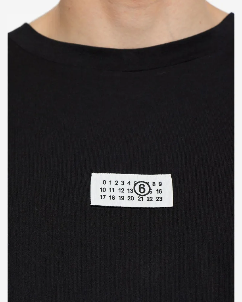 Maison Margiela Logo-Patch Cotton Long-Sleeve T-Shirt — Black Black