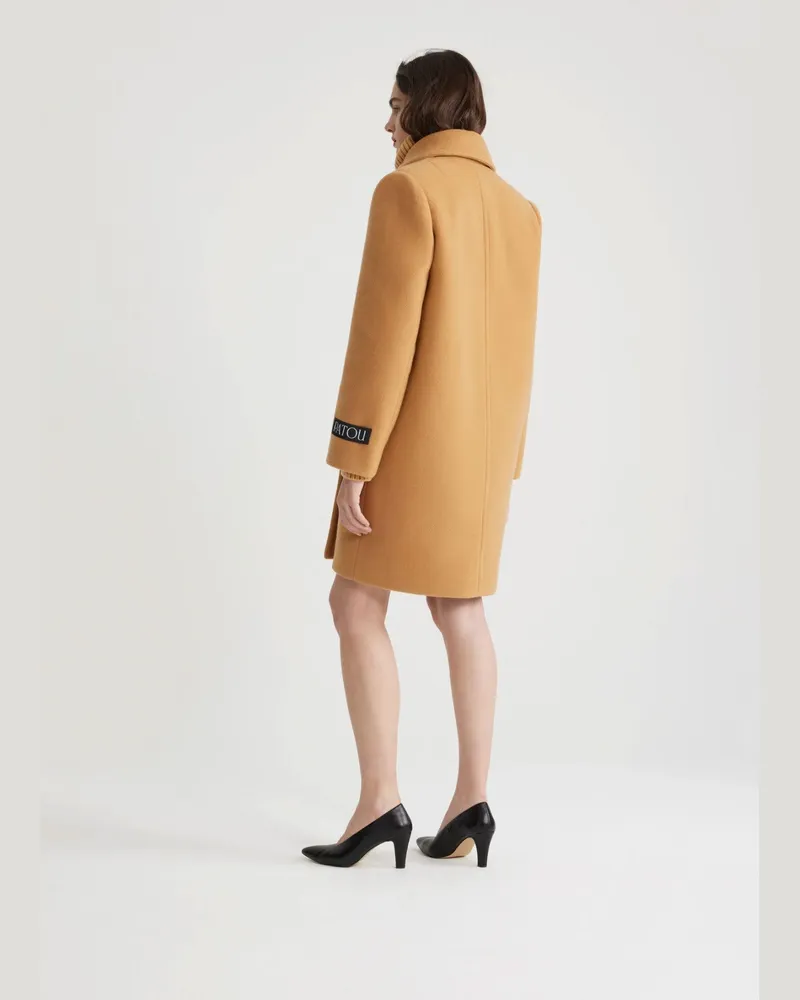 Patou Double-Breasted Wool-Cashmere Blend Coat — Beige Beige