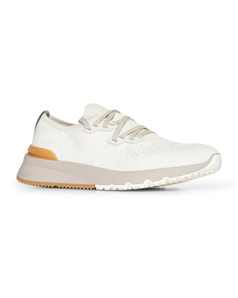 Brunello Cucinelli Knit Cotton Sneakers — Beige Beige
