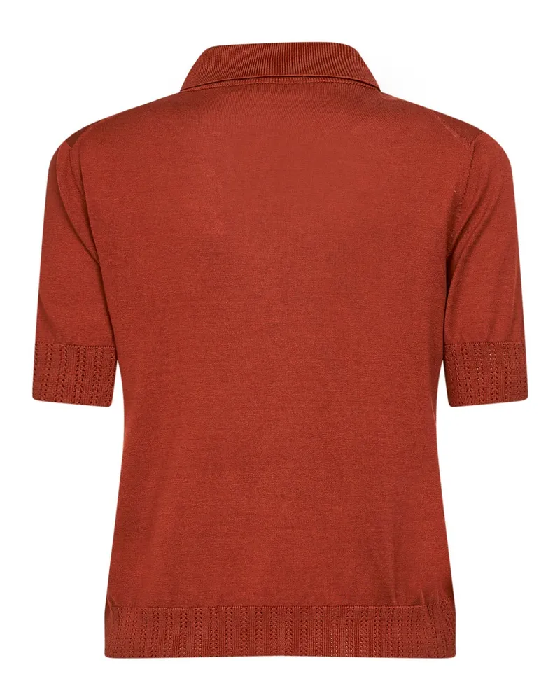Blanca Silk Knit Polo Shirt — Brown Brown