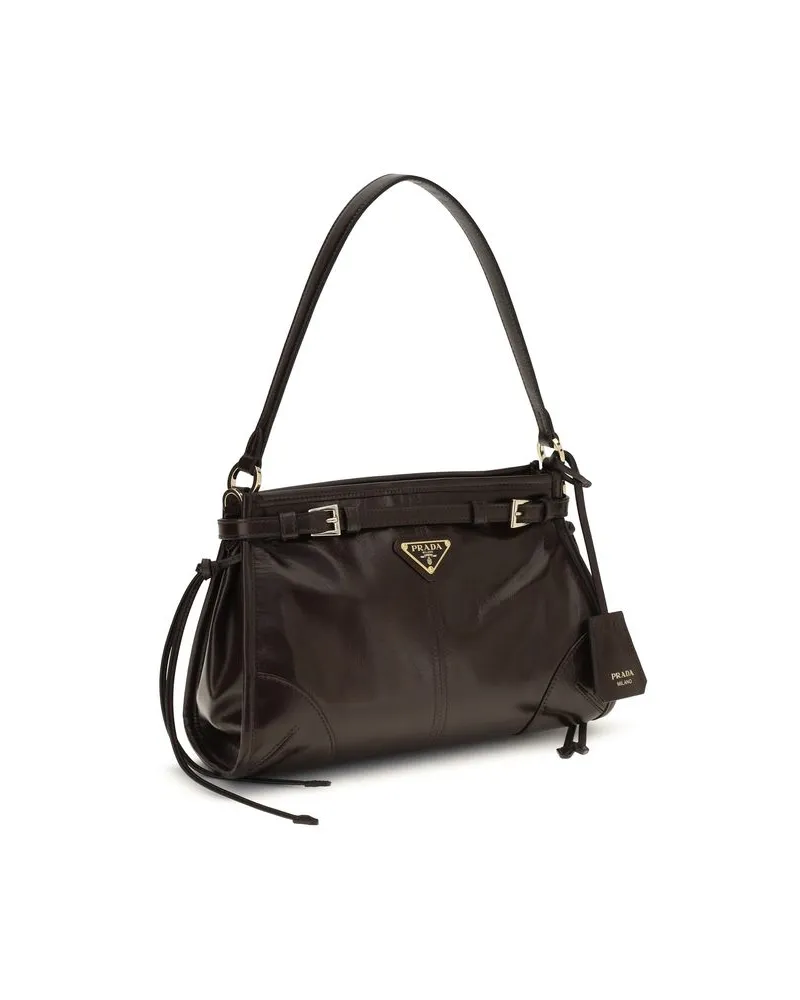 Prada Women's Brown Calf Leather Bos Taurus Handbag Bag Brown