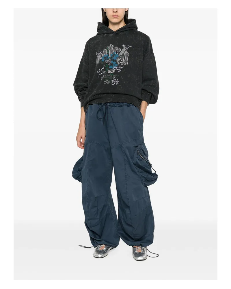 Ganni Acid Wash Graphic Sweatshirt — Gray Gray