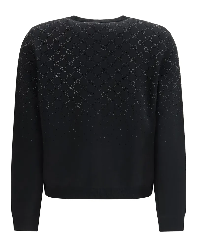 Gucci Women's Long-Sleeve Crew-Neck Cardigan Black-Mix Wool; Viscose Black/mix Sweater Black