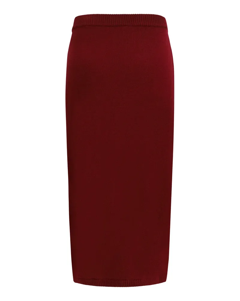 Alessandra Rich Openwork Merino Wool Skirt — Red Red
