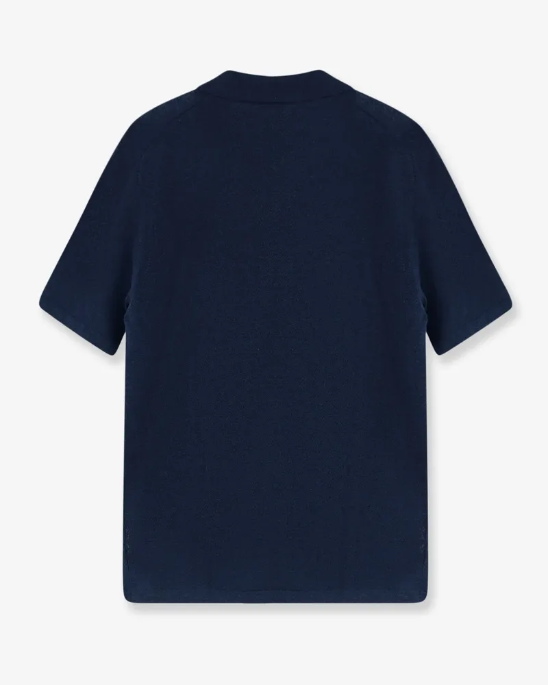 Alpha Studio Men's Polo Shirt Linen-Cotton Blue T-shirts And Polos Navy