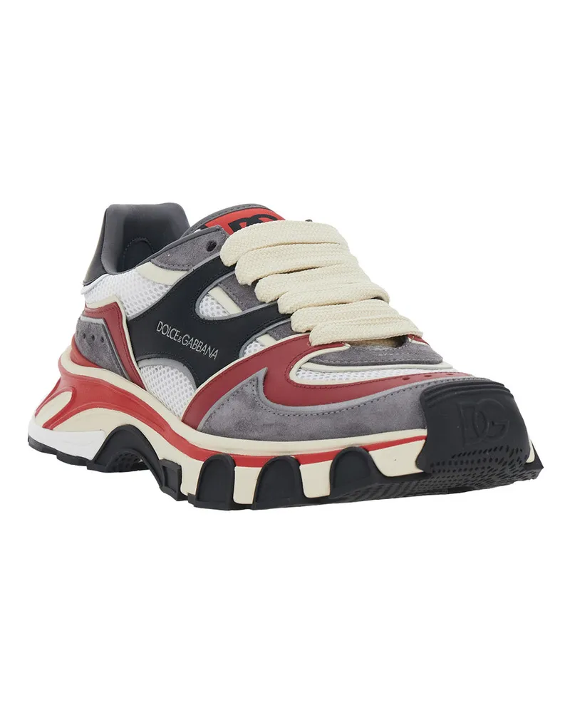 Dolce & Gabbana Leather and Suede Panelled Sneaker — Multicolor Multicolor