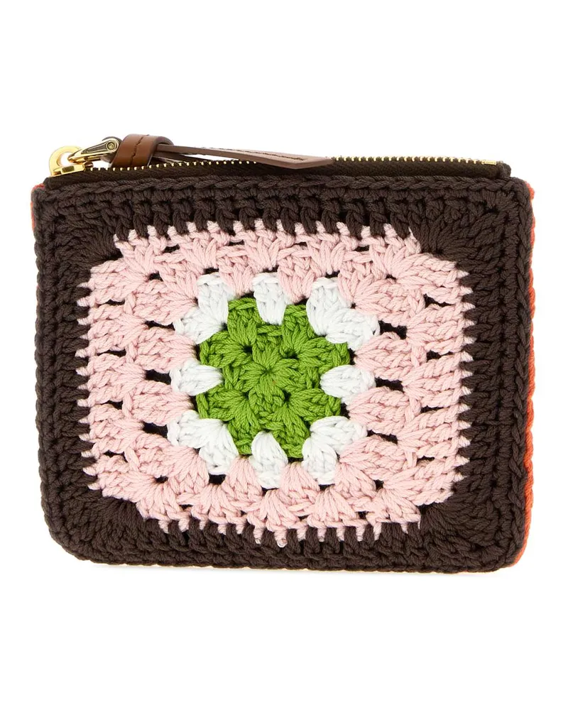 Miu Miu Crochet Card Case — Brown Brown