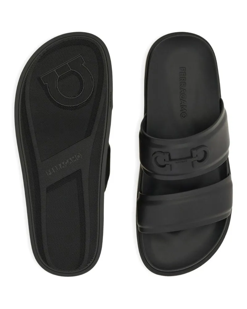 Ferragamo Gancini Slide Sandals — Black Black