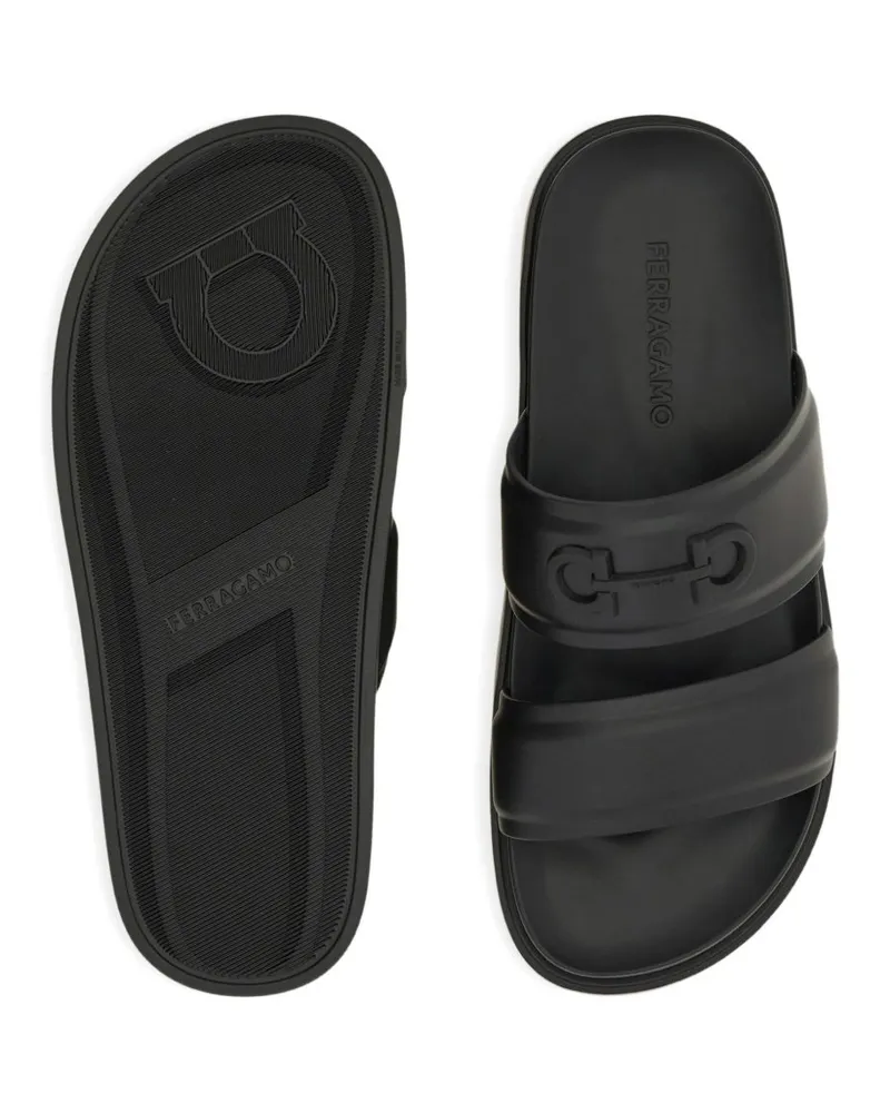 Ferragamo Gancini Slide Sandals — Black Black