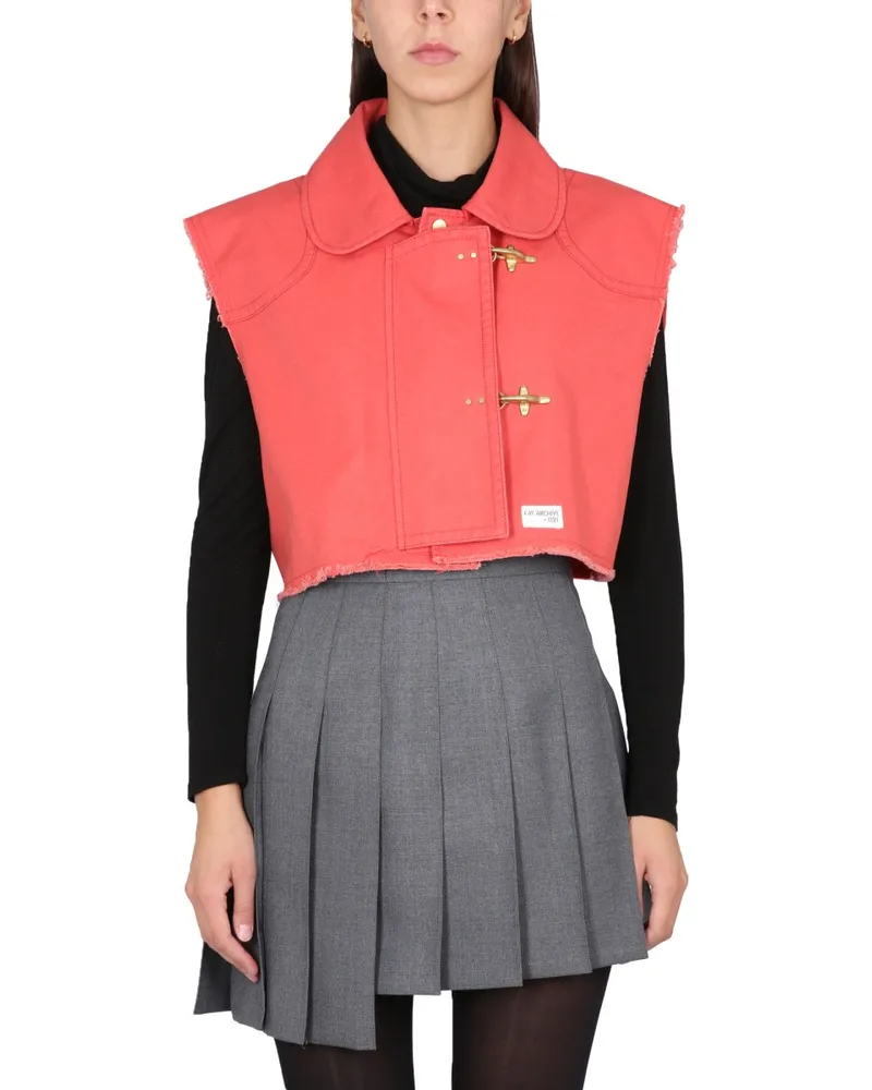 Fay Snap Button Cotton Waistcoat — Red Red