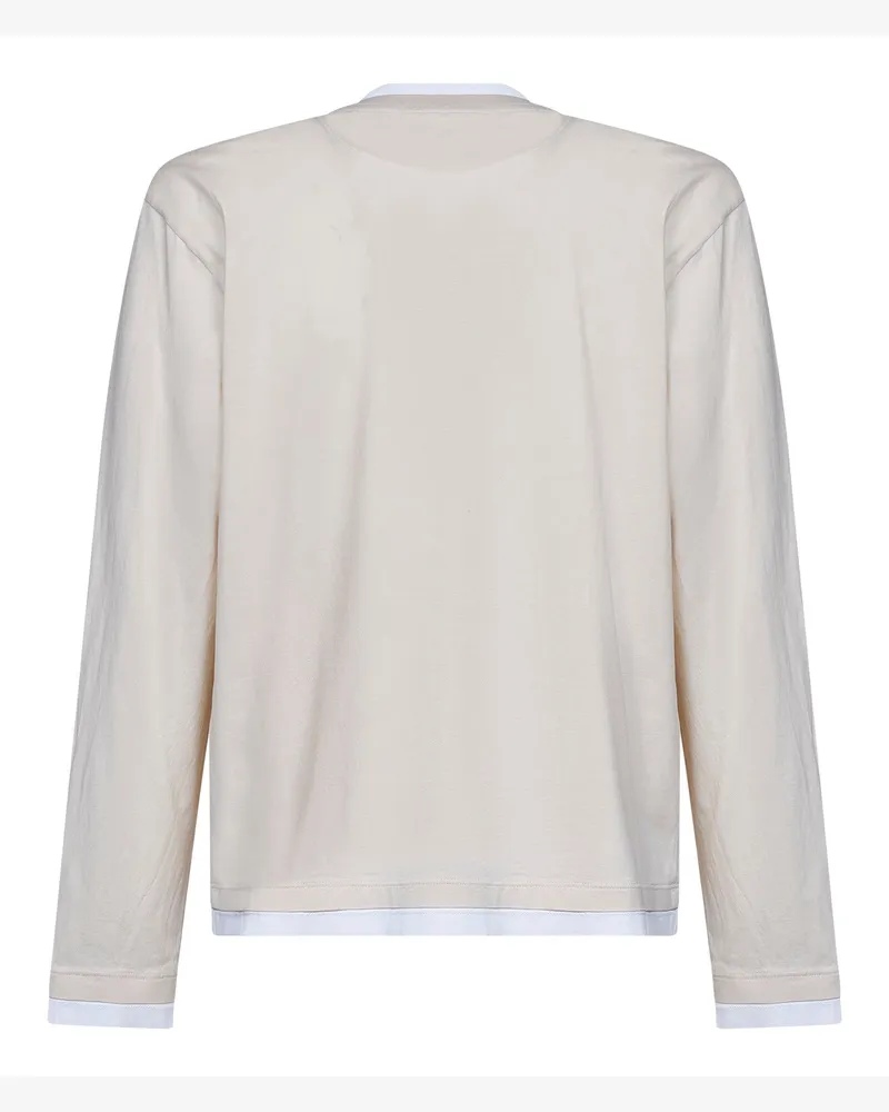 Prada Men Long-Sleeved Cotton T-Shirt Beige T-Shirts And Polos Beige