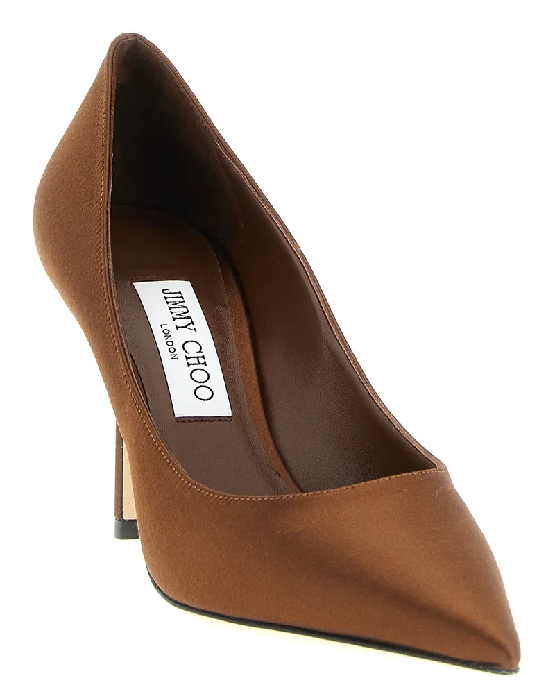 Jimmy Choo Women's Brown Tencel High Heel Pumps Brown