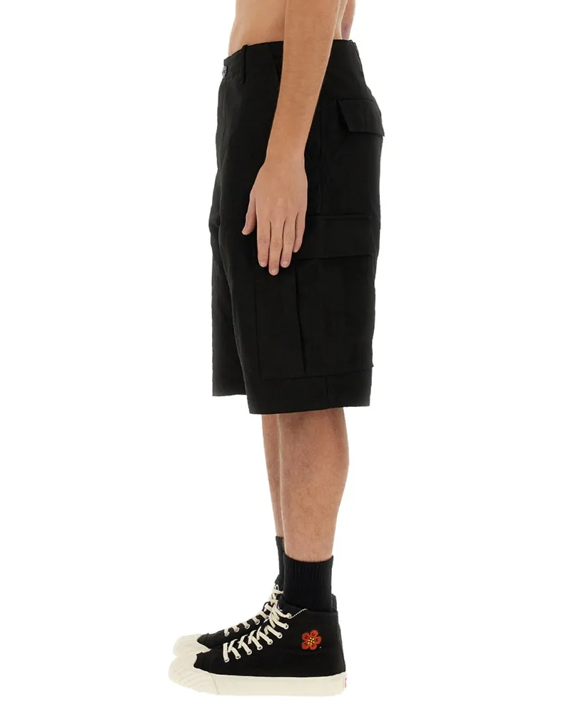 Kenzo Cotton Workwear Cargo Shorts — Black Black