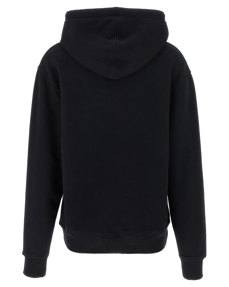 AMI Paris Logo-Embroidered Cotton Hoodie — Black Black