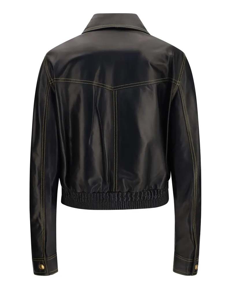 Versace Women's Nappa Leather Jacket Black Lamb Ovis Aries Black