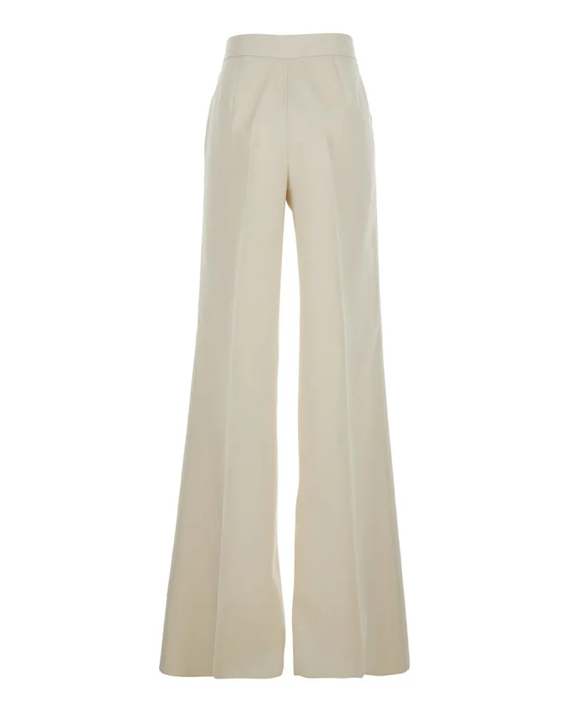 Max Mara Women's Trousers High-Waisted Linen Beige Beige
