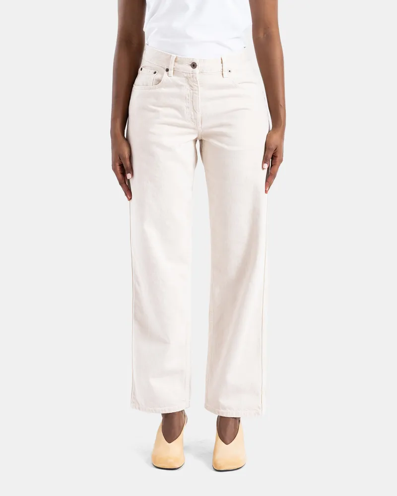Casey Casey Women's Jean Paulo White Denim Beige Trousers Beige