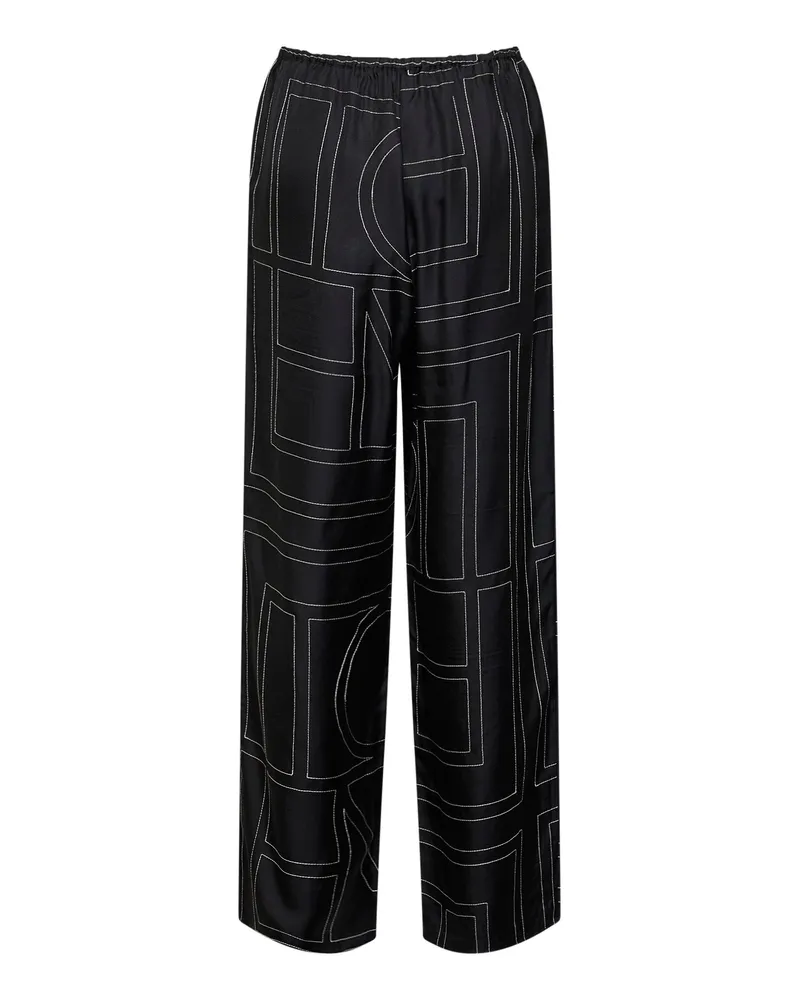 Totême Women's Silk Pajama Trousers Monogram Black Black