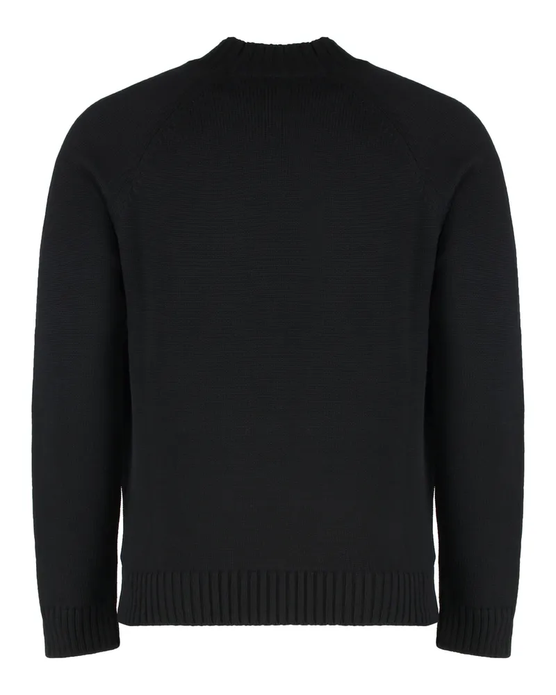Slowear Men's Crew-Neck Sweater Virgin Wool Black Sweatshirts Black