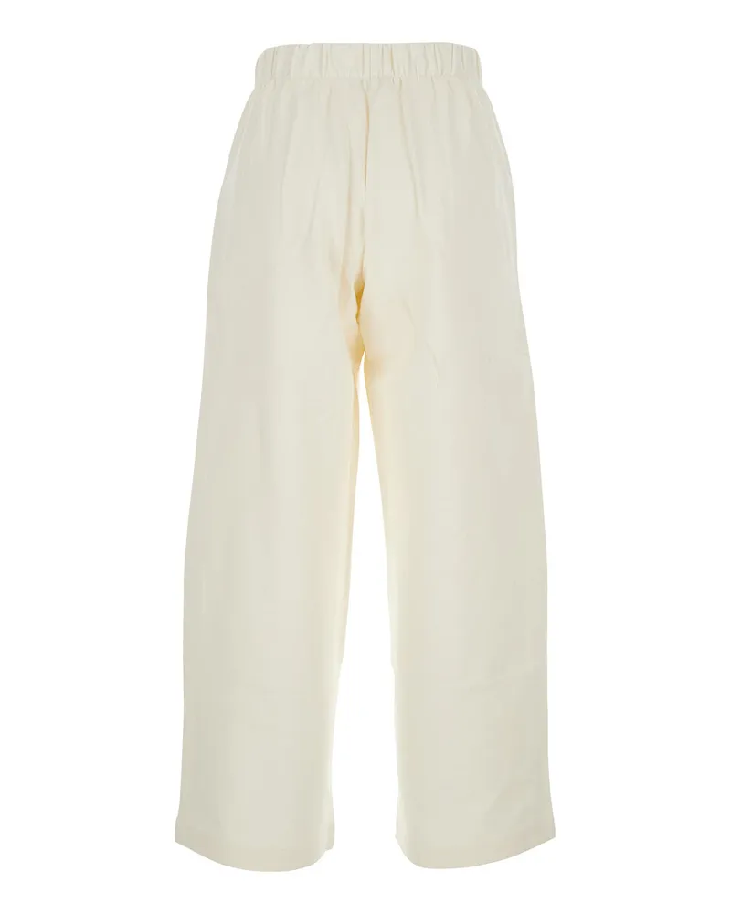 Max Mara Women's White Cotton And Silk Blend Pants Trousers White