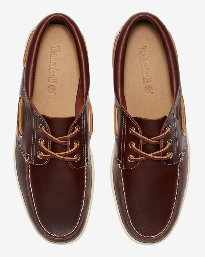 Timberland Men's Loafers Classic Boat Bordeaux Leather Brown