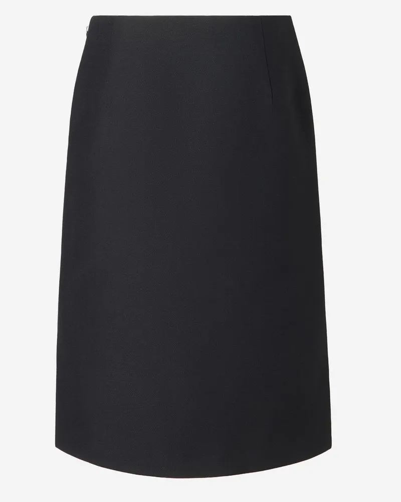 Fendi Women's Midi Skirt Wool-Silk Black Black