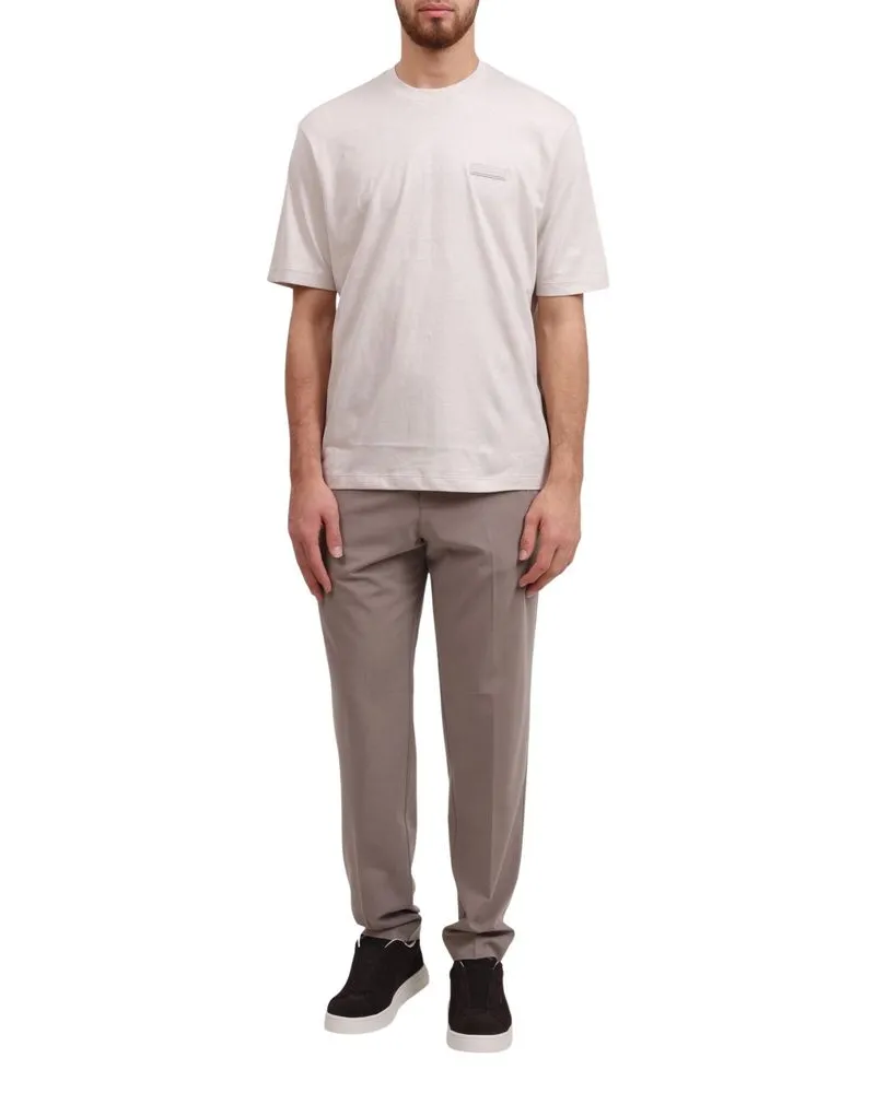 Armani Exchange Lyocell Blend Trousers — Beige Beige