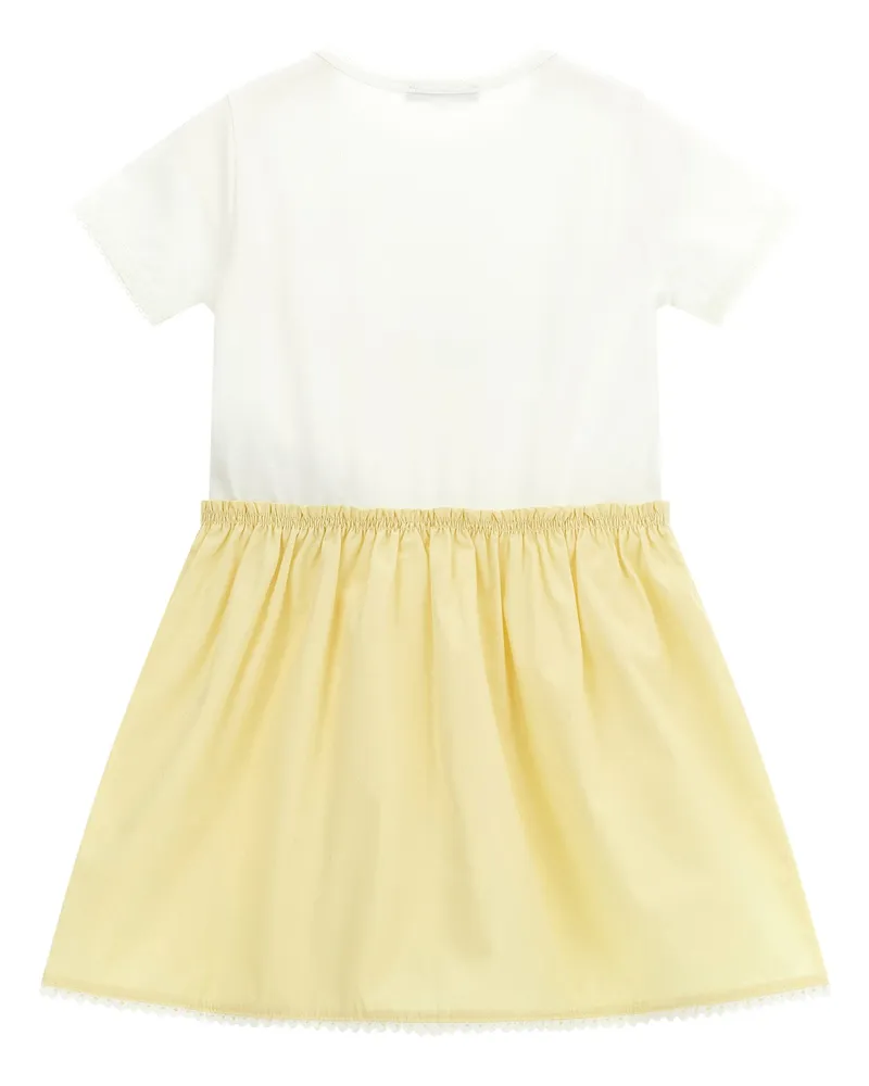 Moncler Logo Patch Cotton Dress — White White