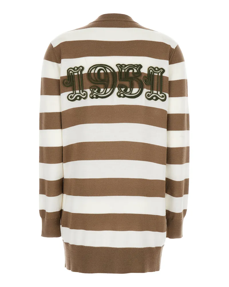Max Mara Striped Virgin Wool Cardigan — Brown Brown