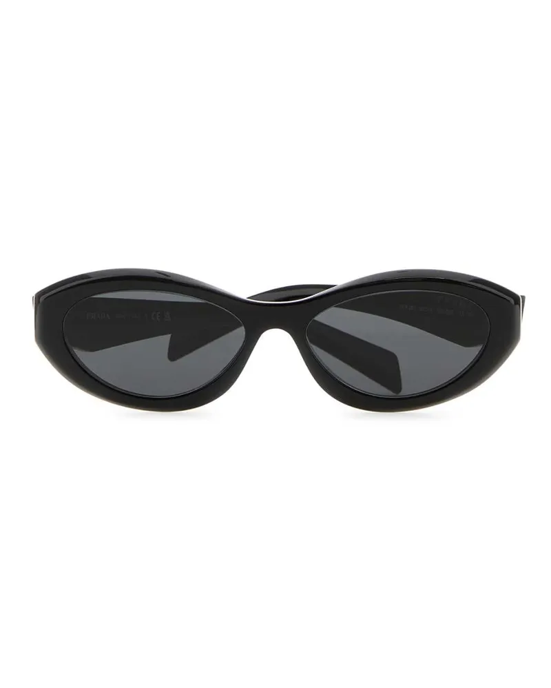 Prada Oval Acetate Sunglasses — Black Black