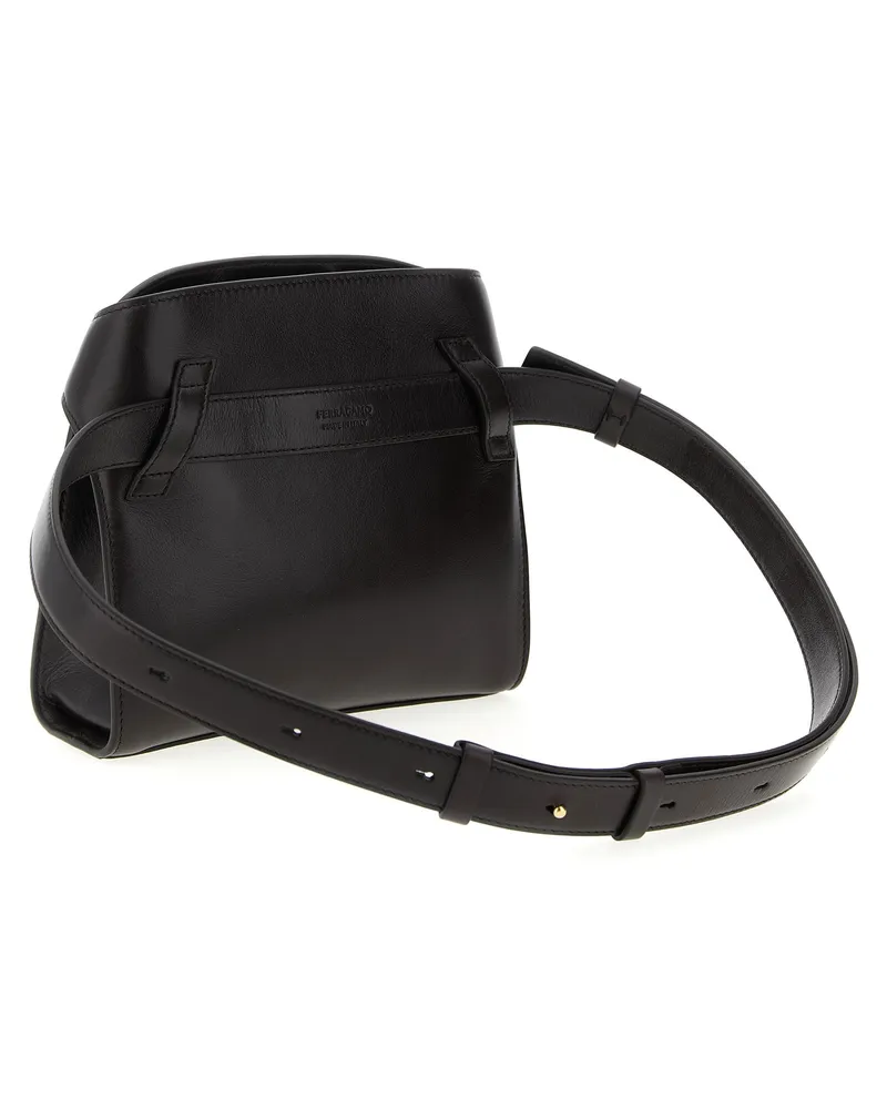 Ferragamo Women's Brown Calfskin Crossbody Bag Black