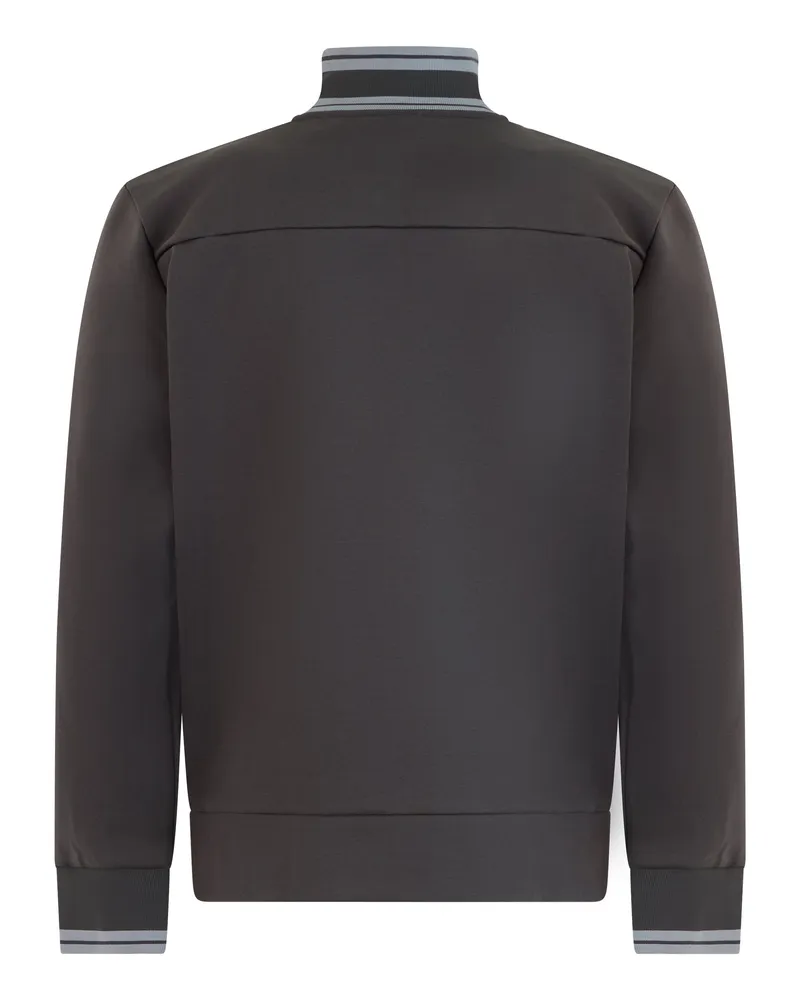 HUGO BOSS Men's Cotton Zip-Up Hoodie Dark Grey Top Gray