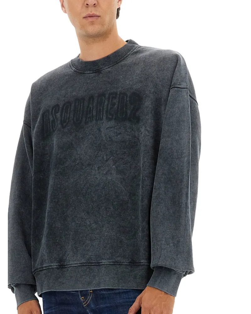 Dsquared2 Logo-Embroidered Cotton Sweatshirt — Grey Grey