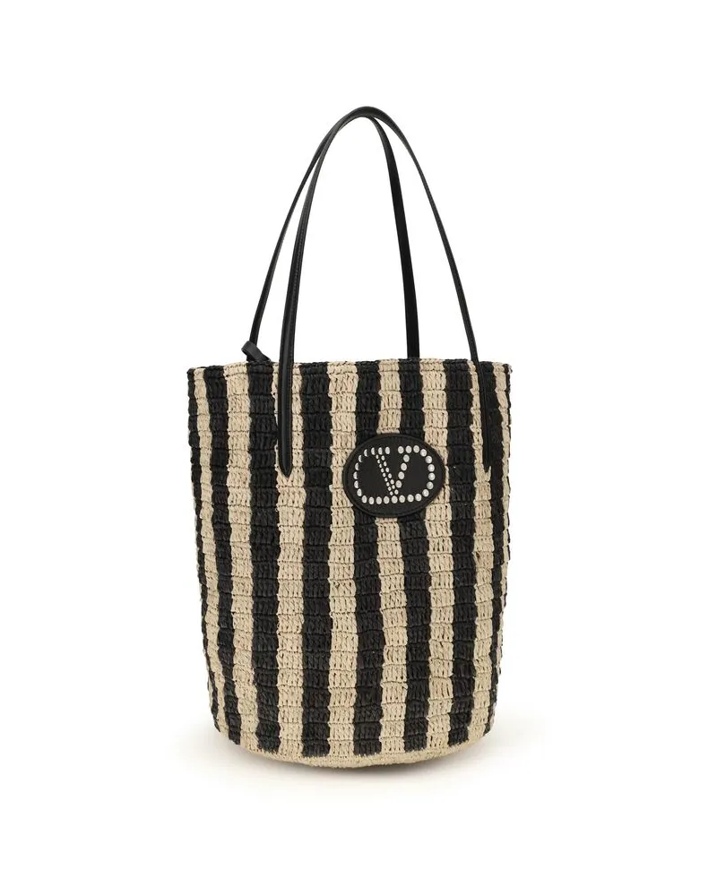 Valentino Garavani Women's Black Raffia Backet Bag Black