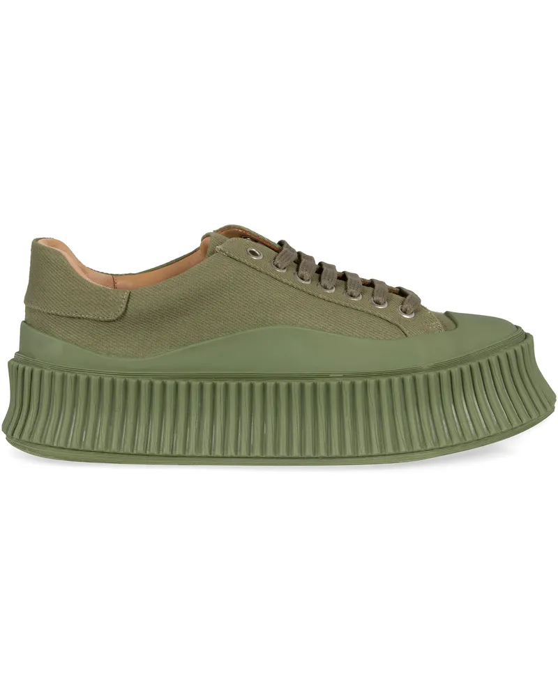 Jil Sander Women's Canvas Platform Sneakers Green Trainers Green