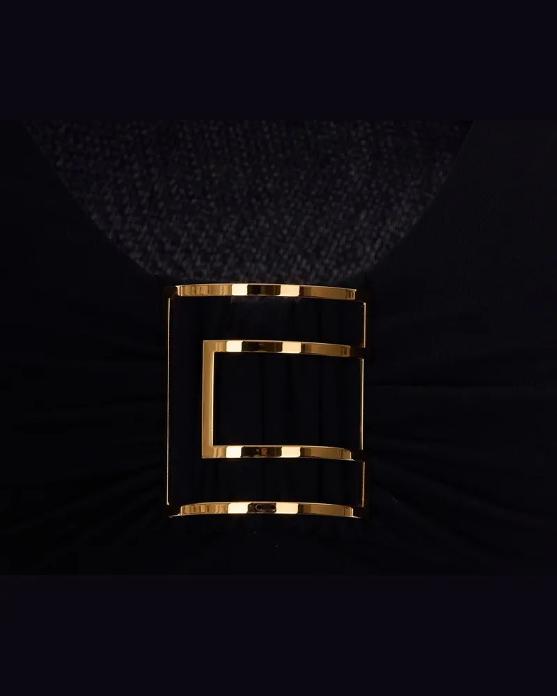 Elisabetta Franchi Logo-Embellished V-Neck Sweater — Black Black