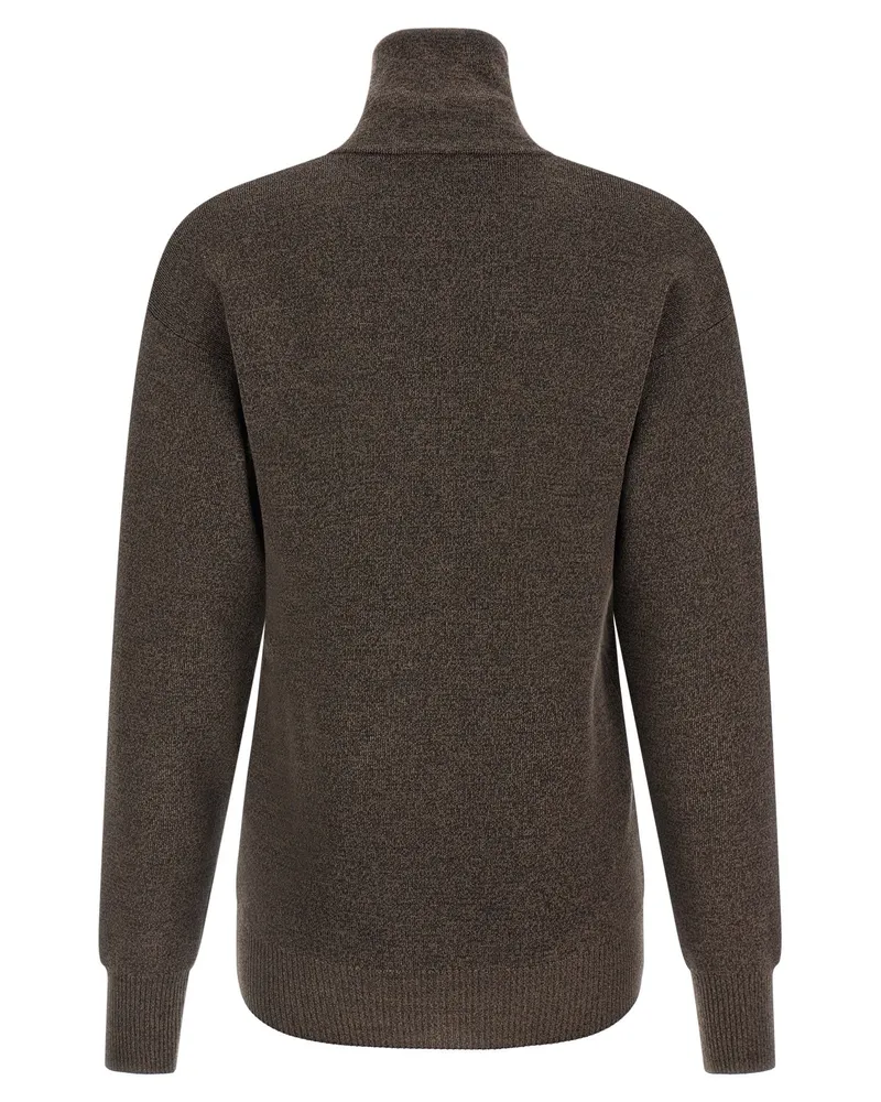 Christophe Lemaire Wool Funnel-Neck Cardigan — Brown Brown