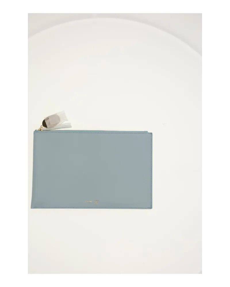 Celine Women's Duo Pouch Powder Blue-Deep Ivory Lamb (ovis Aries) Wallets & Purses Blue/deep Blue