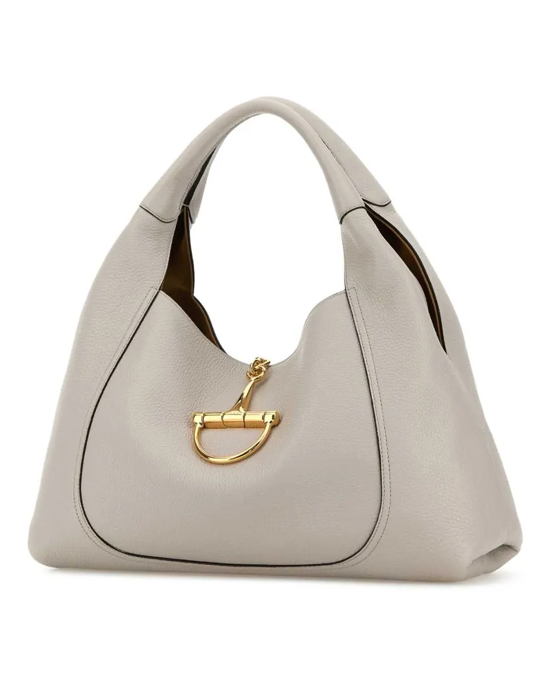 Gucci Women's Light Grey Leather Large  Softbit Shoulder Bag Sphinx Calf Skin Borse A Mano Beige