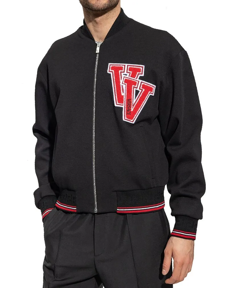 Versace Men's Black Virgin Wool Bomber Clothing Black