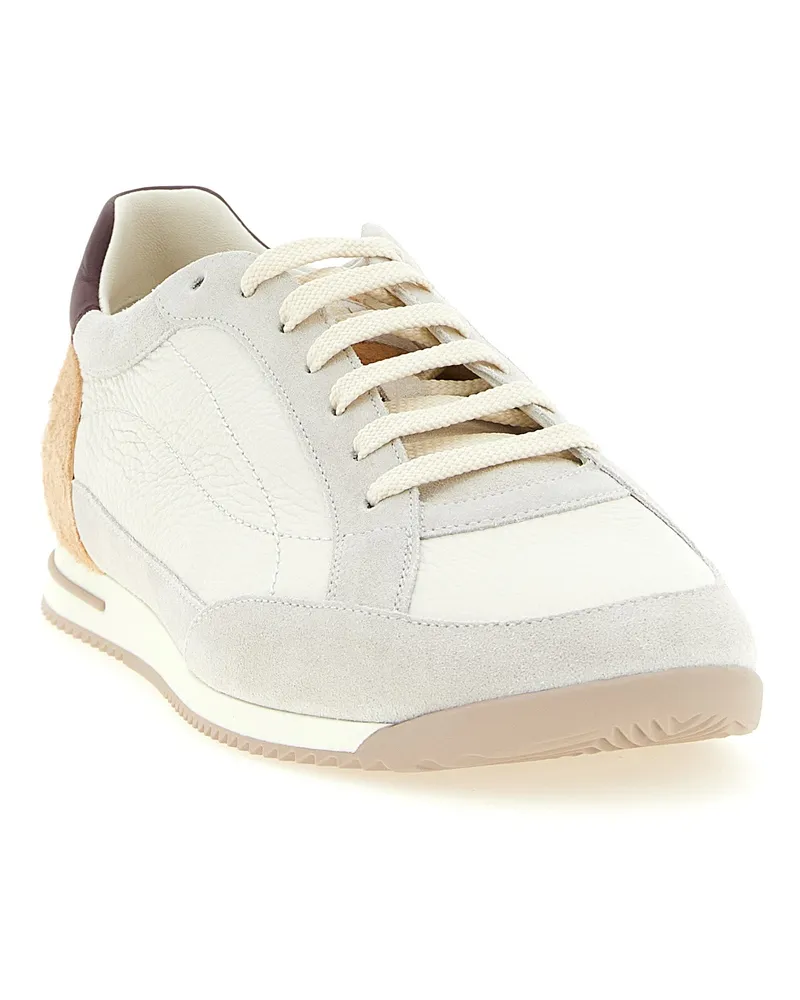 Brunello Cucinelli Men's Beige Nubuc Leather Low Top Sneakers Beige