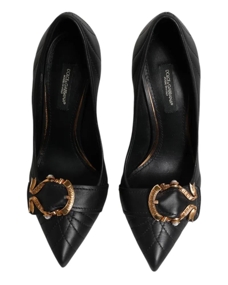 Dolce & Gabbana Women's Black Devotion Leather Heels Pumps Shoes Black