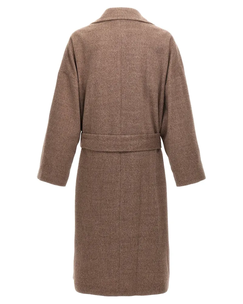 Etro Single-Breasted Wool Coat — Taupe Taupe