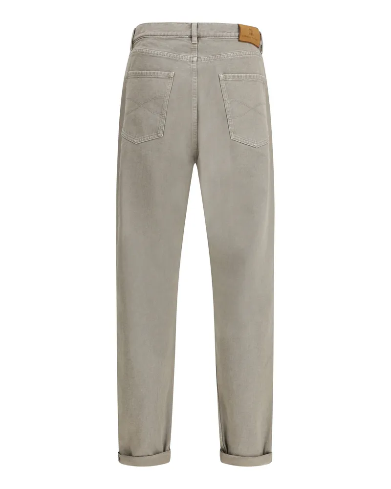 Brunello Cucinelli Men's Garment-Dyed Denim Pants Kaky Cotton Jean Beige