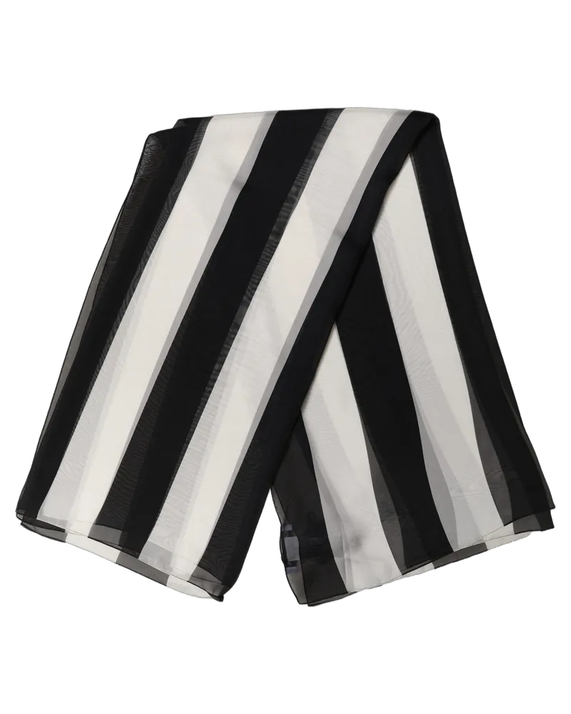 Dolce & Gabbana Silk Striped Scarf — Black Black