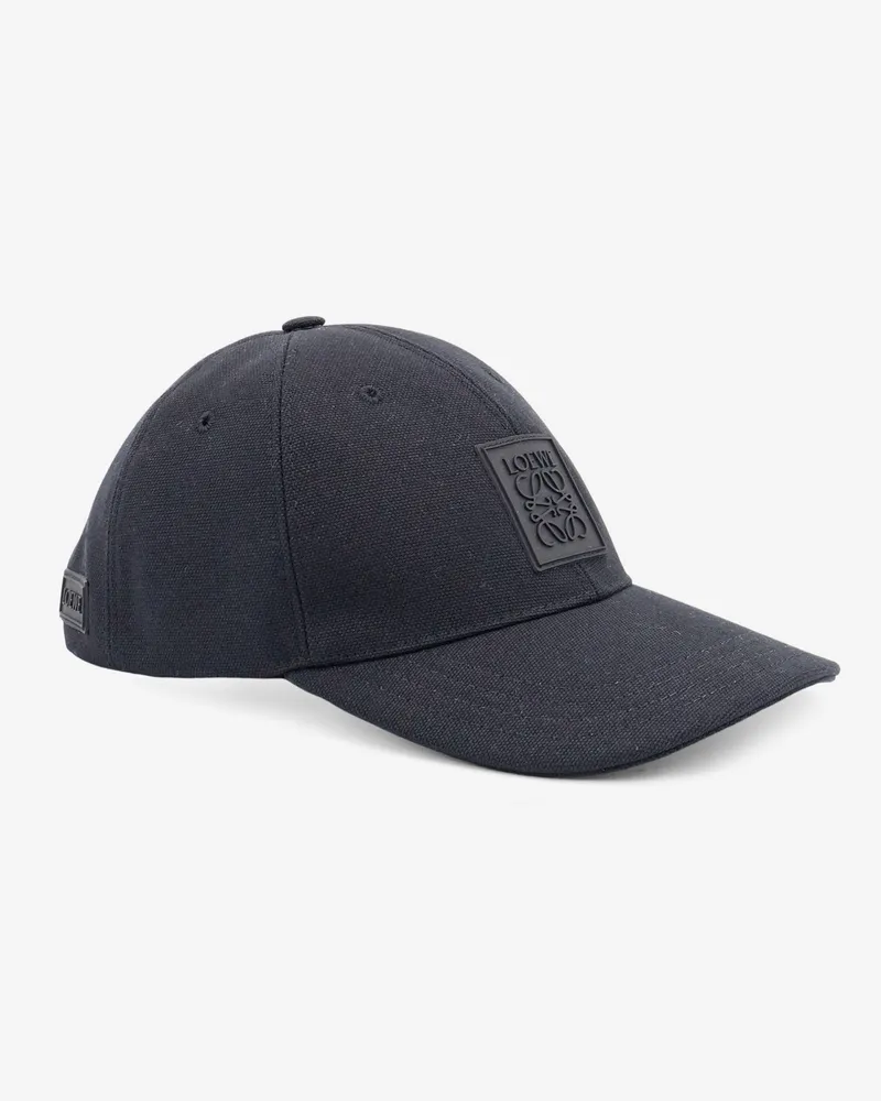 Loewe Men Cotton Hat With Anagram Logo Patch Black Black