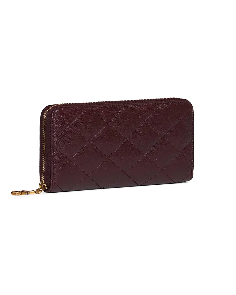 Saint Laurent Women's Zip-Around Wallet Cassandre Bijou Bordeaux Calfskin & Purses Bordeaux